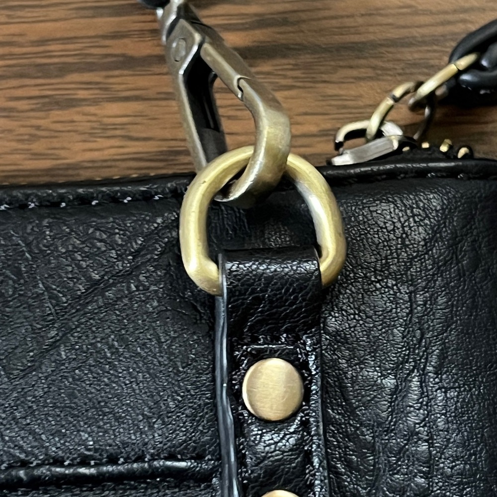 Antik Kraft Black Vegan Leather Beaded Crossbody Bag - Picture 5 of 9